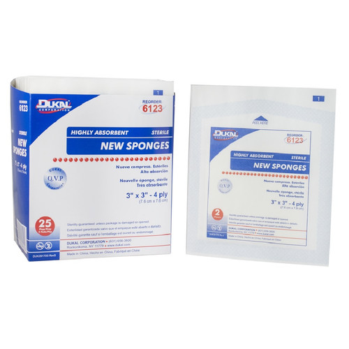 Dukal 3” x 3” Sterile 4-Ply Non-Woven New Sponge (6123)