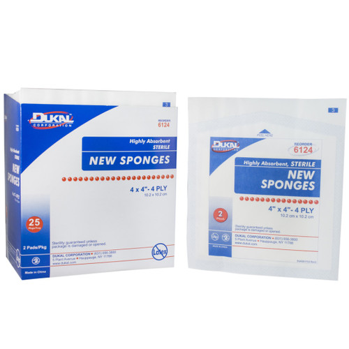 Dukal 4" x 4" Sterile Non-Woven 4-Ply New Sponge (6124)