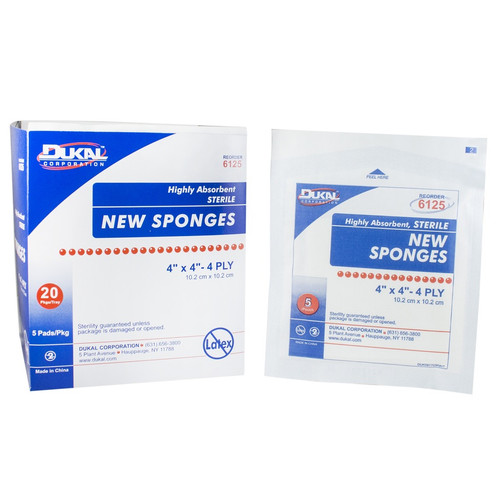 Dukal 4" x 4" Sterile Non-Woven 4-Ply New Sponge (6124)