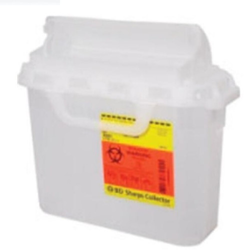 5.4 Quart Clear Sharps Container with Counterbalanced Door - 20/Case 5.4 Quart Clear Sharps Container with Counterbalanced Door - 20/Case