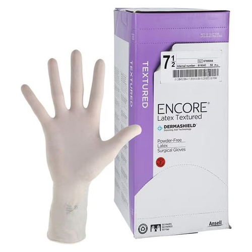 Ansell Size 7-1/2 Encore Latex Textured PF Surgical Gloves (5785004) Ansell Size 7-1/2 Encore Latex Textured PF Surgical Gloves (5785004)