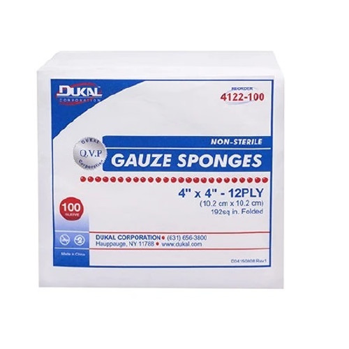 Dukal 4" x 4" 12-Ply Non-Sterile Gauze Sponge (4122-100) Dukal 4" x 4" 12-Ply Non-Sterile Gauze Sponge (4122-100)