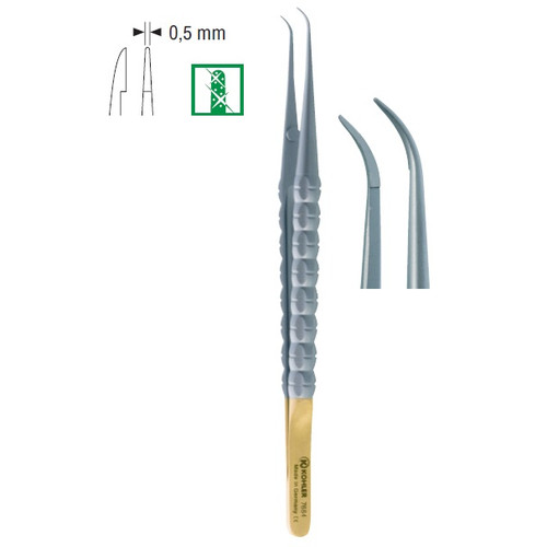 Kohler Curved Microsurgical TC Tissue Forceps with Diamond-Coating (7684)