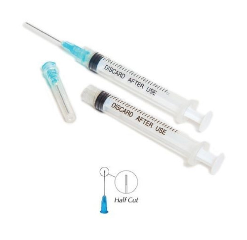 3D-Dental 23G Half-Cut Endo Irrigation Needle with Blue Hub on 3cc Syringe (EN23H)