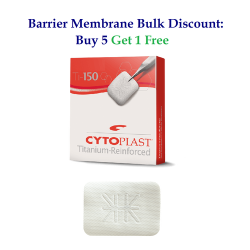 Osteogenics 30mm x 40mm Cytoplast™ Ti-150 Titanium-Reinforced Non-Resorbable High-Density PTFE Membrane (TI150XLK-1) Osteogenics 30mm x 40mm Cytoplast™ Ti-150 Titanium-Reinforced Non-Resorbable High-Density PTFE Membrane (TI150XLK-1)