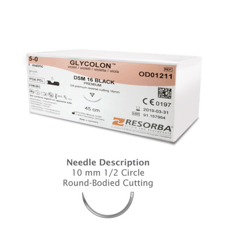 Osteogenics 6-0 x 45cm Resorba® Glycolon™ Violet Suture with HRT10 Needle (OD01102) Osteogenics 6-0 x 45cm Resorba® Glycolon™ Violet Suture with HRT10 Needle (OD01102)
