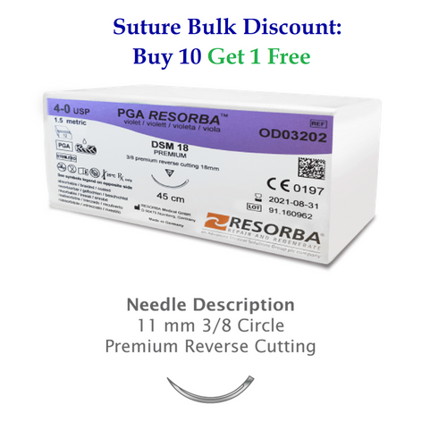 Osteogenics 6-0 x 45cm Resorba® PGA Resorba™ Suture with DSM11 Needle (OD03203)