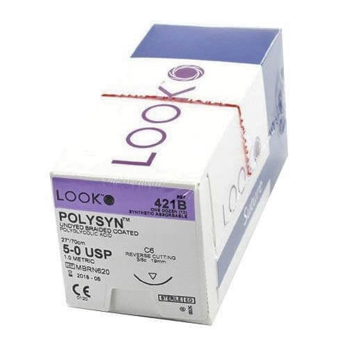 Surgical Specialties 5-0 x 27" Look™ PolySyn™ PGA Undyed Suture with C-6 Needle (421B)