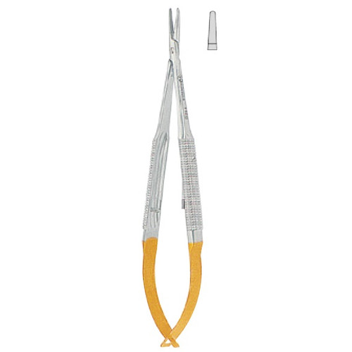 Kohler Castroviejo Straight TC Needle Holder with Round Handles and Smooth Inserts (5552)