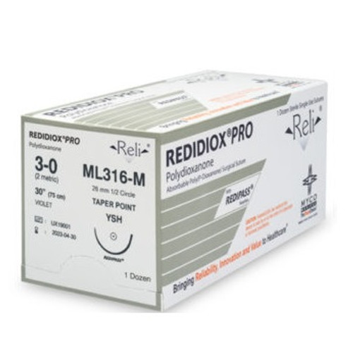 Myco 3-0 x 30" Reli® Redidiox® Pro Violet Polydioxanone Suture with SH Needle (ML316-M) Myco 3-0 x 30" Reli® Redidiox® Pro Violet Polydioxanone Suture with SH Needle (ML316-M)