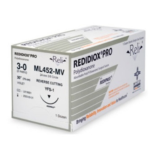 Myco 3-0 x 30" Reli® Redidiox® Pro Violet Polydioxanone Suture with FS-1 Needle (ML452-MV) Myco 3-0 x 30" Reli® Redidiox® Pro Violet Polydioxanone Suture with FS-1 Needle (ML452-MV)