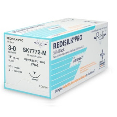 Myco 3-0 x 18" Redisilk® Pro Black Braided Suture with FS-2 Needle (SK7772-M) Myco 3-0 x 18" Redisilk® Pro Black Braided Suture with FS-2 Needle (SK7772-M)