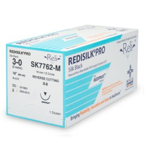 Myco 3-0 x 18" Redisilk® Pro Black Braided Suture with X-8 Needle (SK7762-M) Myco 3-0 x 18" Redisilk® Pro Black Braided Suture with X-8 Needle (SK7762-M)