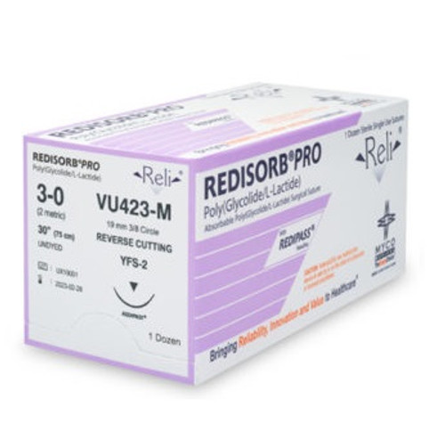 Myco 3-0 x 30" Reli® Redisorb® Pro Undyed Braided PGLA Suture with FS-2 Needle (VU423-M) Myco 3-0 x 30" Reli® Redisorb® Pro Undyed Braided PGLA Suture with FS-2 Needle (VU423-M)