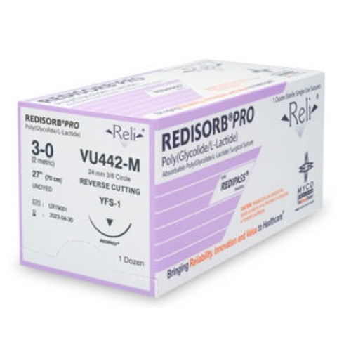 Myco 3-0 x 30" Reli® Redisorb® Pro Undyed Braided PGLA Suture with FS-1 Needle (VU442-M) Myco 3-0 x 30" Reli® Redisorb® Pro Undyed Braided PGLA Suture with FS-1 Needle (VU442-M)