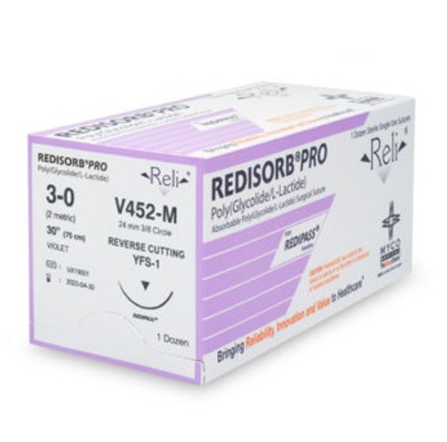 Myco 3-0 x 30" Reli® Redisorb® Pro Violet Braided PGLA Suture with FS-1 Needle (V452-M) Myco 3-0 x 30" Reli® Redisorb® Pro Violet Braided PGLA Suture with FS-1 Needle (V452-M)