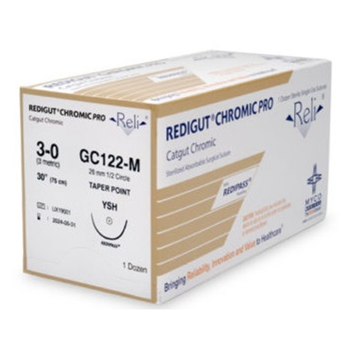 Myco 3-0 x 30" Reli Pro Redigut Undyed Chromic Gut Suture with SH Needle (GC122-M) Myco 3-0 x 30" Reli Pro Redigut Undyed Chromic Gut Suture with SH Needle (GC122-M)