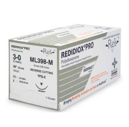 Myco 3-0 x 30" Reli® Redidiox® Pro Violet Polydioxanone Suture with FS-2 Needle (ML398-MV) Myco 3-0 x 30" Reli® Redidiox® Pro Violet Polydioxanone Suture with FS-2 Needle (ML398-MV)