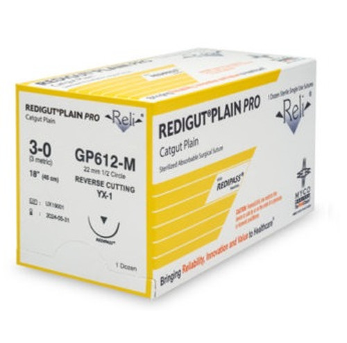 Myco 3-0 x 18" Reli® Redigut® Plain Gut Suture with X-1 Needle (GP612-M) Myco 3-0 x 18" Reli® Redigut® Plain Gut Suture with X-1 Needle (GP612-M)