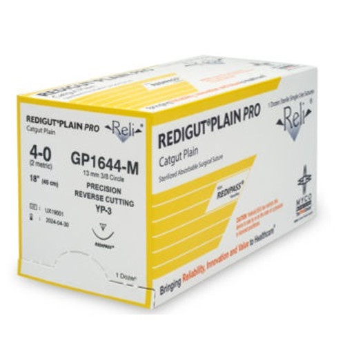 Myco 4-0 x 18" Reli® Redigut® Pro Plain Gut Suture with P-3 Needle (GP1644-M) Myco 4-0 x 18" Reli® Redigut® Pro Plain Gut Suture with P-3 Needle (GP1644-M)