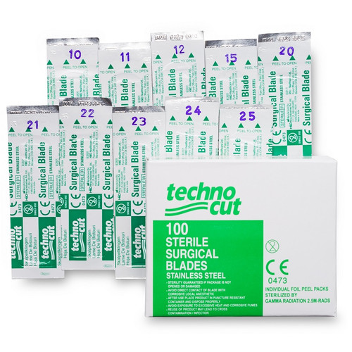 Myco #21 Sterile Stainless Steel Technocut® Premium Surgical Blade with Silicone Coating (03745)