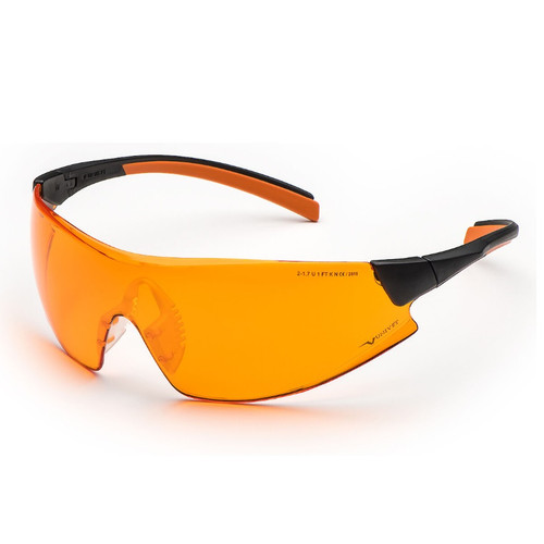 Univet Safety Glasses, Amber Lens, Half-Frame, Black/Orange Frame