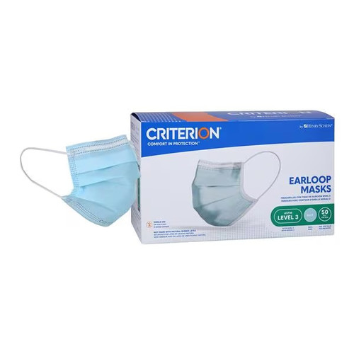 Henry Schein Blue ASTM Level 3 Criterion Earloop Face Mask (570-2044)