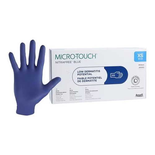 Ansell X-Small Blue Micro-Touch NitraFree Nitrile Exam Glove (313028060)