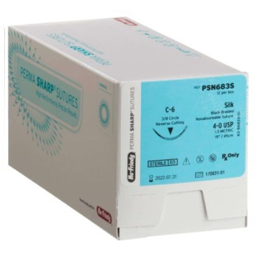 Hu-Friedy 4-0 x 27" Black Silk Perma Sharp Suture with T-28 Needle (PSN871S)