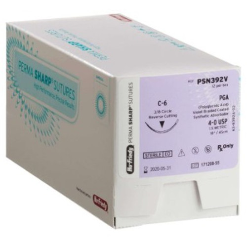 Hu-Friedy 4-0 x 27" Undyed PGA Perma Sharp Suture with C-6 Needle (PSN422V)