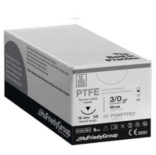 Hu-Friedy 3-0 x 18" White PTFE Perma Sharp Suture with C-22 Needle (PSNPTFE2 Hu-Friedy 3-0 x 18" White PTFE Perma Sharp Suture with C-22 Needle (PSNPTFE2