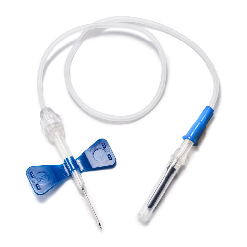 MediVena 23G x 3/4" One-Care Press & Lock Safety Blood Collection Winged Set with Luer Adapter (5061)