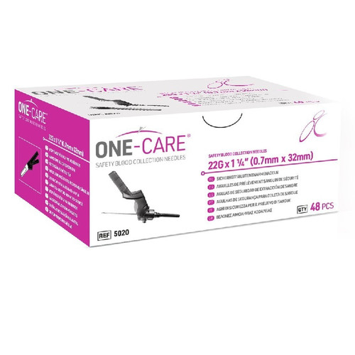 MediVena 22G x 1-1/4" One-Care Black Safety Blood Collection Needle (5020)