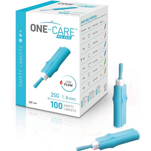 MediVena  25G x 1.8mm Sky Blue One-Care Plus Safe Lancet (1003) MediVena  25G x 1.8mm Sky Blue One-Care Plus Safe Lancet (1003)