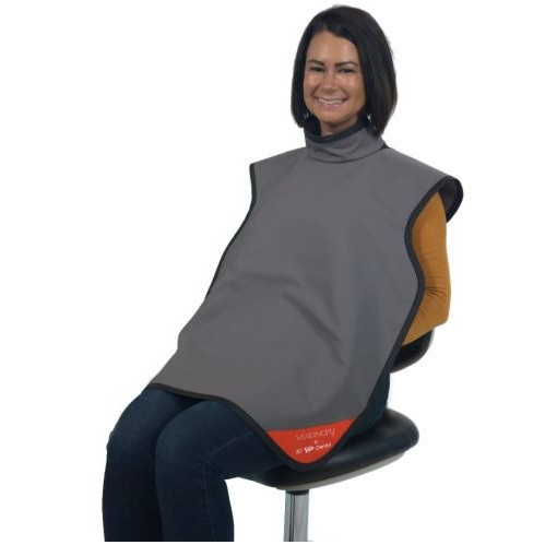 3D Dental Grey Visionary Adult Lead-Free X-Ray Apron with Attached Thyroid Collar (XAC-AG-LF)