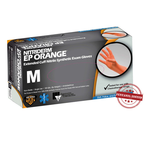 Medium NitriDerm EP Orange Nitrile PF Exam Glove - 1,000/Case (189200)