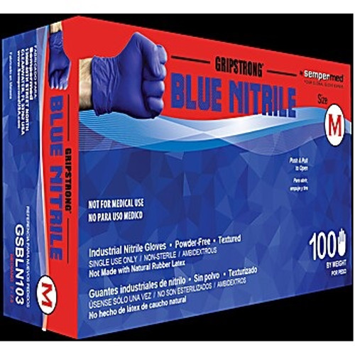 Medium GripStrong Blue Nitrile Industrial Glove - 1,000/Case (GSBLN103) Medium GripStrong Blue Nitrile Industrial Glove - 1,000/Case (GSBLN103)