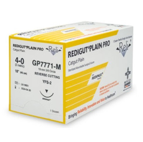 Myco  4-0 x 18" Reli® Redigut® Plain Gut Suture with FS-2 Needle (GP7771-M)  Myco  4-0 x 18" Reli® Redigut® Plain Gut Suture with FS-2 Needle (GP7771-M)