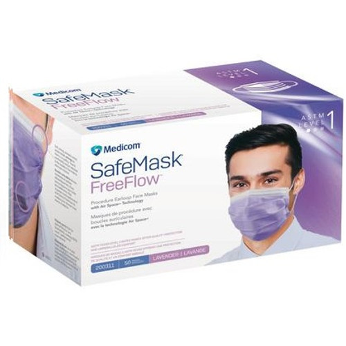 Medicom Lavender Level 1 Safemask Freeflow Earloop Mask (200311)