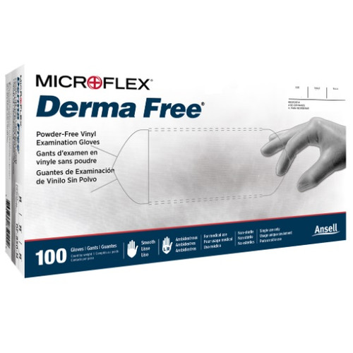 Ansell Small MicroFlex Derma Free DF-850 Vinyl Exam Gloves (DF-850-S) Ansell Small MicroFlex Derma Free DF-850 Vinyl Exam Gloves (DF-850-S)