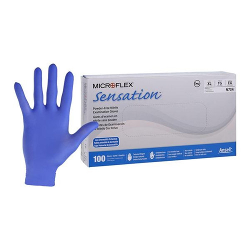 Ansell X-Large Sensation Nitrile Exam Gloves (N734) Ansell X-Large Sensation Nitrile Exam Gloves (N734)