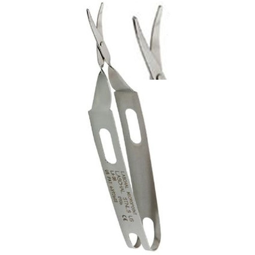 Curved Blunt/Blunt Scissors with 1.6cm Serrated Blades - 11.75cm