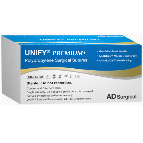 AD Surgical 4-0 x 18" Unify Premium+ Polypropylene Surgical Suture with P-3 Needle (PSP-418R13)