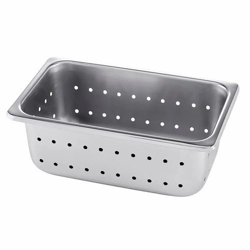 Dukal Med-Tech 10.23" x 6.29" x 3.93" Perforated Stainless-Steel Instrument Tray (4276P)