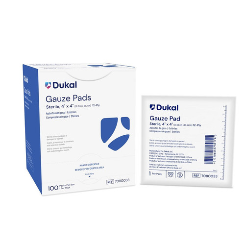Dukal 4" x 4" Sterile 12-Ply Gauze Pad (7080033) Dukal 4" x 4" Sterile 12-Ply Gauze Pad (7080033)