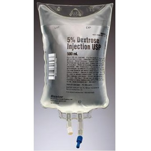 Baxter 5% Dextrose for Injection in 500mL Viaflex Plastic Container (2B0063Q)
