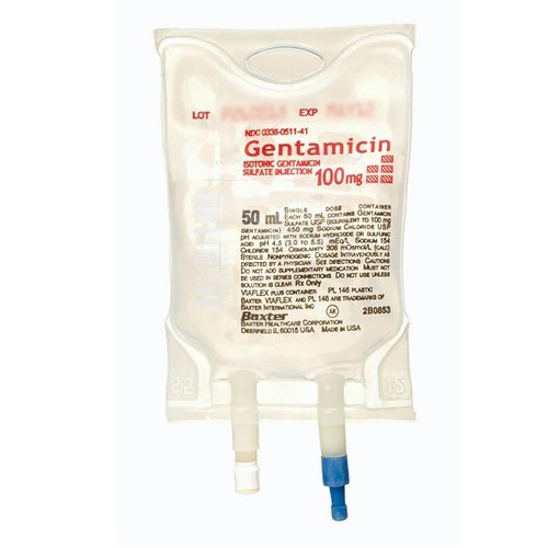 Baxter 100mg/50mL Gentamicin Sulfate in 0.9% Sodium Chloride for Injection in 50mL Viaflex Plastic Container (2B0853) Baxter 100mg/50mL Gentamicin Sulfate in 0.9% Sodium Chloride for Injection in 50mL Viaflex Plastic Container (2B0853)
