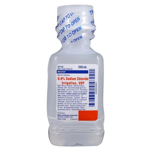 Baxter 0.9% Sodium Chloride Solution for Irrigation in 250mL Plastic Pour Bottle (2F7122)