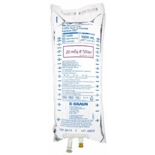 B. Braun 0.15% Potassium Chloride in 5% Dextrose & 0.2% Sodium Chloride for Injection in 1,000mL EXCEL IV Container (L6450)