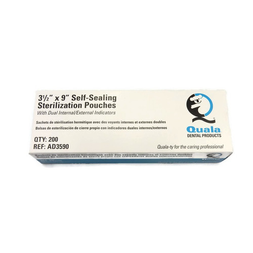 Quala 3-1/2" x 9" Self-Sealing Sterilization Pouches (AD3590)